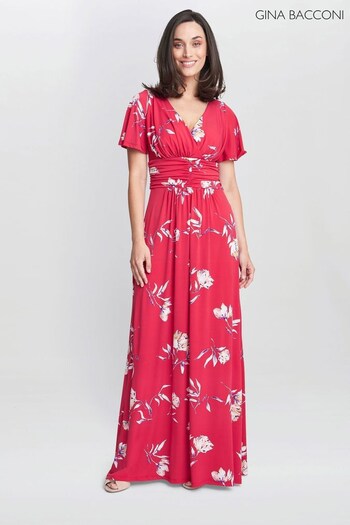 Gina Bacconi Red Fabiana Jersey Maxi Dress (N09011) | £150