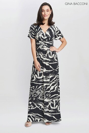Gina Bacconi Geraldine Jersey Black Maxi Dress (N09013) | £150