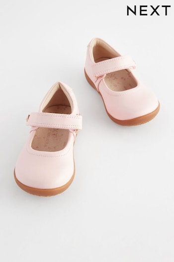 Pink Standard Fit (F) First Walker Mary Jane ebony Shoes (N09026) | £22