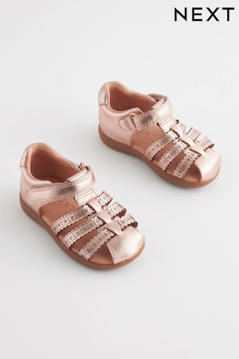 Rose Gold Standard Fit (F) First Walker Fisherman Sandals Sustainable (N09028) | £28
