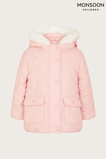 Monsoon Baby Pink Floral Quilted Coat (N09031) | £45 - £49