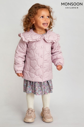 Monsoon Baby Purple Heart Quilted Bomber Coat (N09032) | £42 - £46