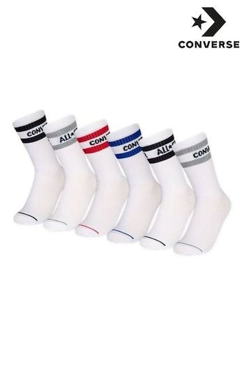 Converse Anniversary White Crew Sock 6 Pack (N09110) | £18