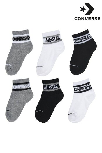 Converse Grey Chn Basic Wordmark Quarter Socks 6Pk (N09112) | £18