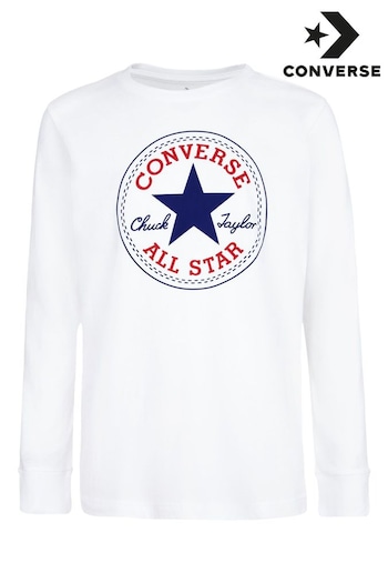 Converse ash White Chuck Patch Long Sleeve T-Shirt (N09115) | £20
