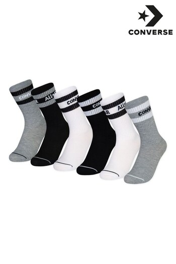 Converse Grey Basic Wordmark Crew Socks 6 Pack (N09147) | £18