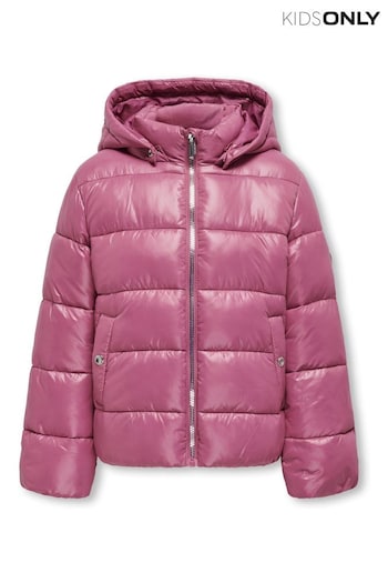 ONLY KIDS Zip Up Hooded Pink Coat (N09176) | £40