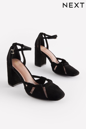 Black Forever Comfort® Cut-Out Block Heel Kids Shoes (N09192) | £49