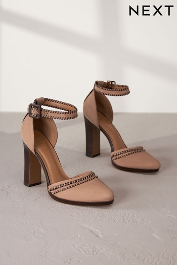 Camel Signature Leather Stitch Detail Heels (N09200) | £82
