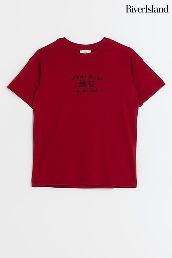 River Island Red Boys Japanese Dragon Flock T-Shirt (N09243) | £12 - £16