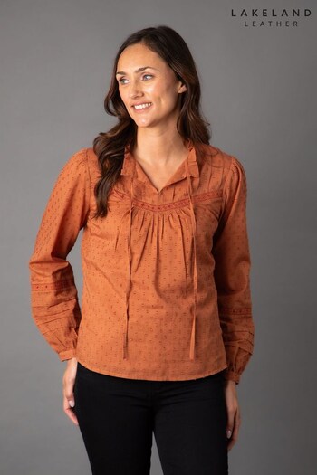 Lakeland Clothing Natural Scheana Dobby Tie Neck Blouse (N09259) | £45