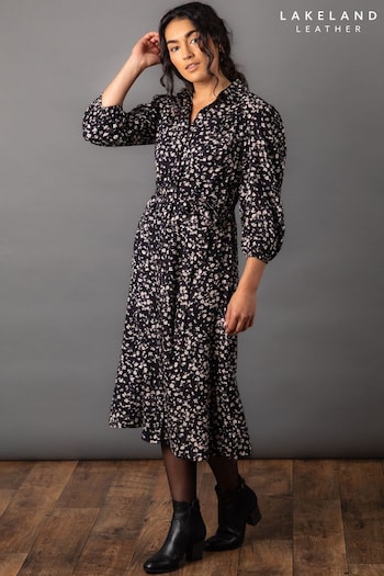 Lakeland Clothing drawstring Ariana Floral Black Midi Dress (N09262) | £45