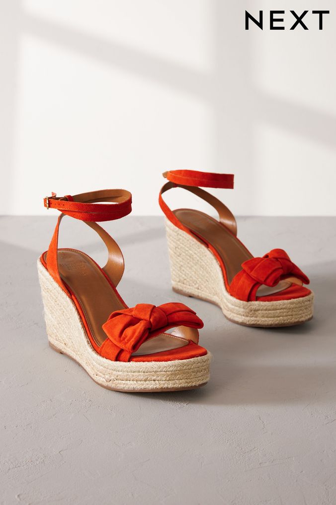 Womens orange new arrivals wedges