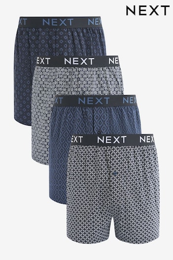 Blue/White Pattern 4 pack Boxers (N09370) | £26