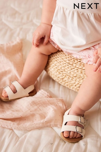 White Corkbed Baby Sandals (0-24mths) (N09417) | £10