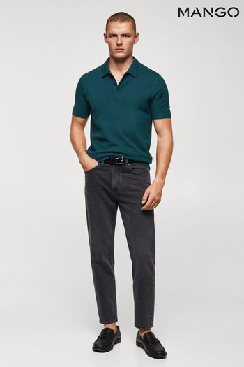 Mango Green Andrew Structured Knit Cotton Polo (N09453) | £33