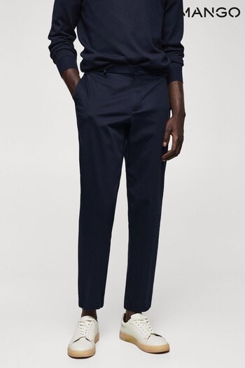 Mango Slim Fit Blue Stretch Cotton Trousers (N09467) | £50