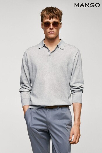 Mango Long Sleeved Cotton Jersey Beardana Polo Shirt (N09471) | £36