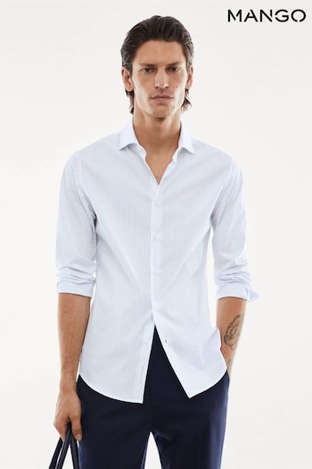 Mango Long Buttoned Sleeve Slim Fit Stripe Shirt (N09482) | £60