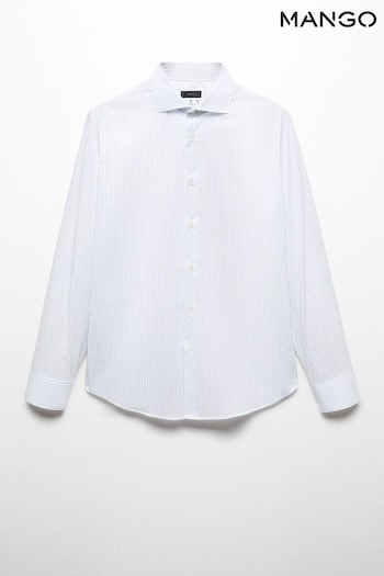 Mango Long Buttoned Sleeve Slim Fit Stripe Shirt (N09483) | £60