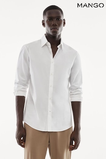 Mango Slim Fit Stretch Cotton White Shirt (N09492) | £36