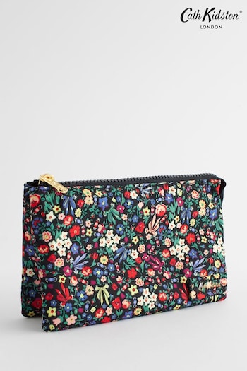 Cath Kidston Black Ditsy Floral Zip Compartment Travel Purse (N09513) | £30