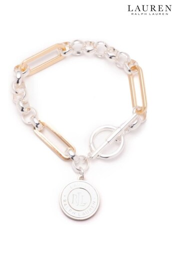 Lauren Ralph Lauren Gold Tone Wrenley Logo Coin Bracelet (N09684) | £85