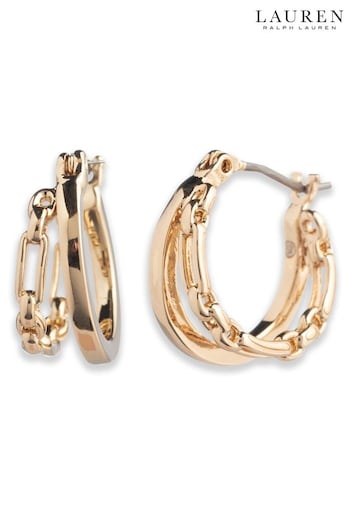 Lauren Ralph Lauren Archer Gold Tone Split Hoop Earrings (N09689) | £45