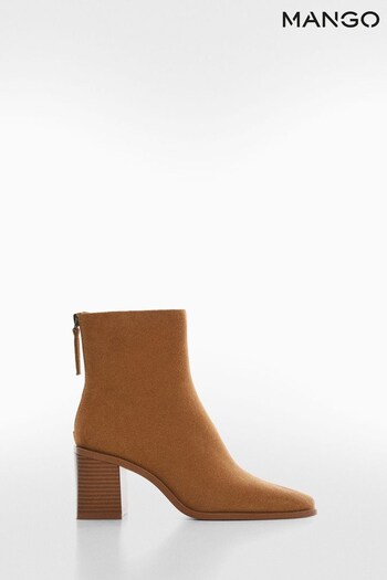 Mango Heel Leather Ankle Brown Boots (N09804) | £60