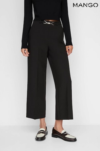 Mango Belt Culottes Black Trousers (N09819) | £36