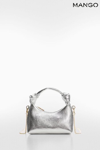Mango Silver Textured Knot Handle Bag (N09828) | £26