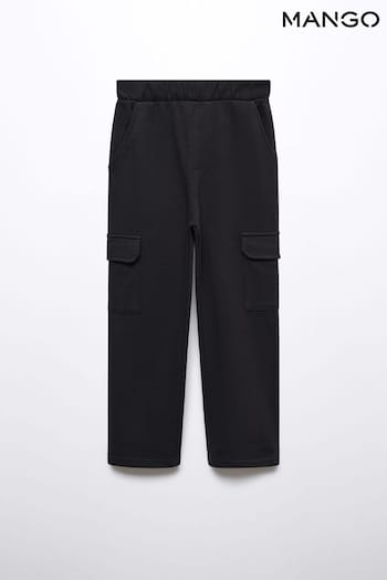Mango Elastic Waist Cargo Black Trousers (N09843) | £15