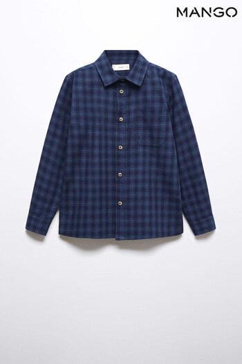 Mango Blue Andres Check Long Sleeved Shirt (N09856) | £20