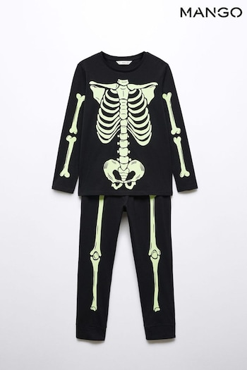 Mango Skeleton Print Black Pyjamas Set (N09868) | £23