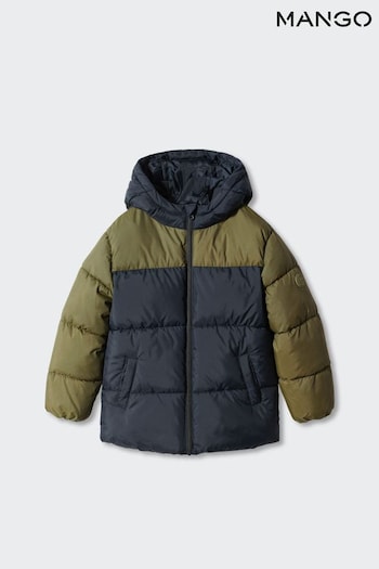 Mango Quilted Colourblock Padded Coat with Hood (N09877) | £26
