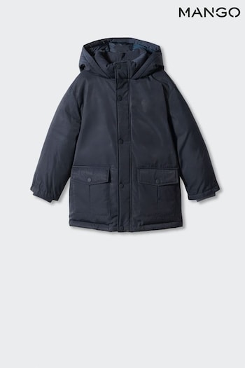 Mango Blue Hooded Quilted Coat (N09879) | £46
