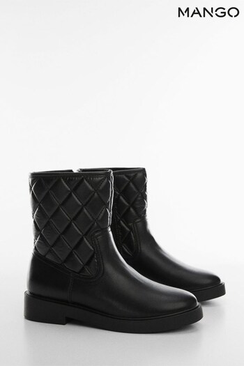 Mango Eda Zipper Fastening Faux Leather Black Boots (N09890) | £46