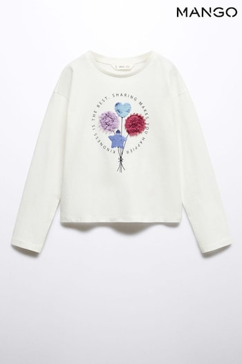 Mango Globo Long Sleeved White Top with Sequins (N09903) | £15