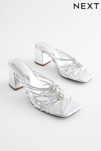 Silver Forever Comfort Jewel Knot Mules (N09928) | £35