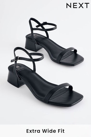 Black Extra Wide Fit Forever Comfort® Low Heel Sandals (N09936) | £28
