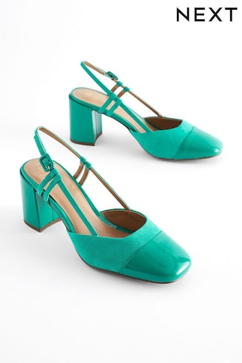 Green Forever Comfort® Square Toe Slingback Block Heel Nachhaltig Shoes (N09949) | £34