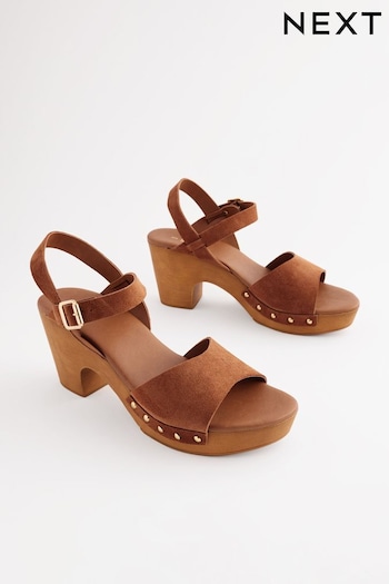 Tan Brown Clog Heeled Ladies Sandals (N09952) | £46