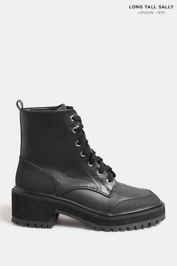 Long Tall Sally Black Chunky Lace Boots (N09967) | £65