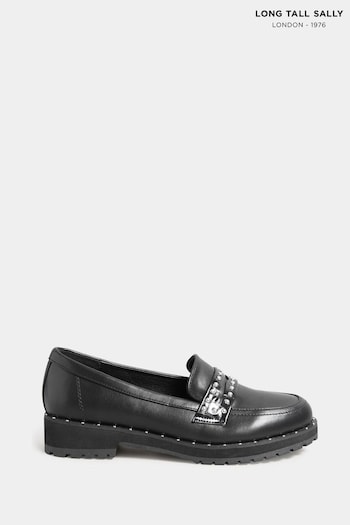 Long Tall Sally Black Studded Loafers (N09975) | £50