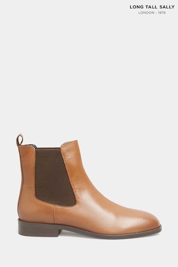 Long Tall Sally Brown Leather Chelsea Boots Whippy (N09986) | £70