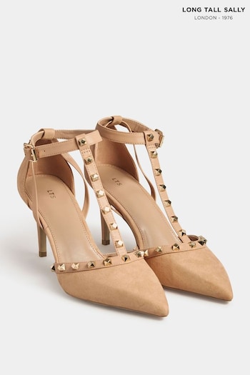 Long Tall Sally Nude T-Bar Studded Courts (N09988) | £55