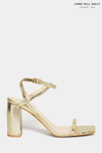 Long Tall Sally Gold Block Heels (N09992) | £50