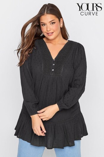 Yours Curve Black Dobby Tunic Top (N10057) | £29