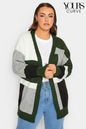 Yours Curve Green Luxury Colour Block Cardigan (N10124) | £45