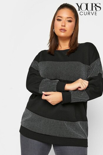 Yours Curve Black Block Stripe Long Sleeve Sweatshirt (N10220) | £39